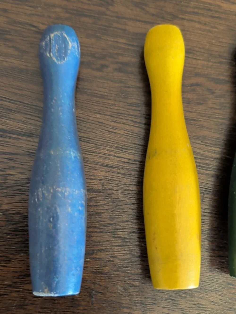 vintage Toys Blocks colorful wooden toy bowling pins or skittles